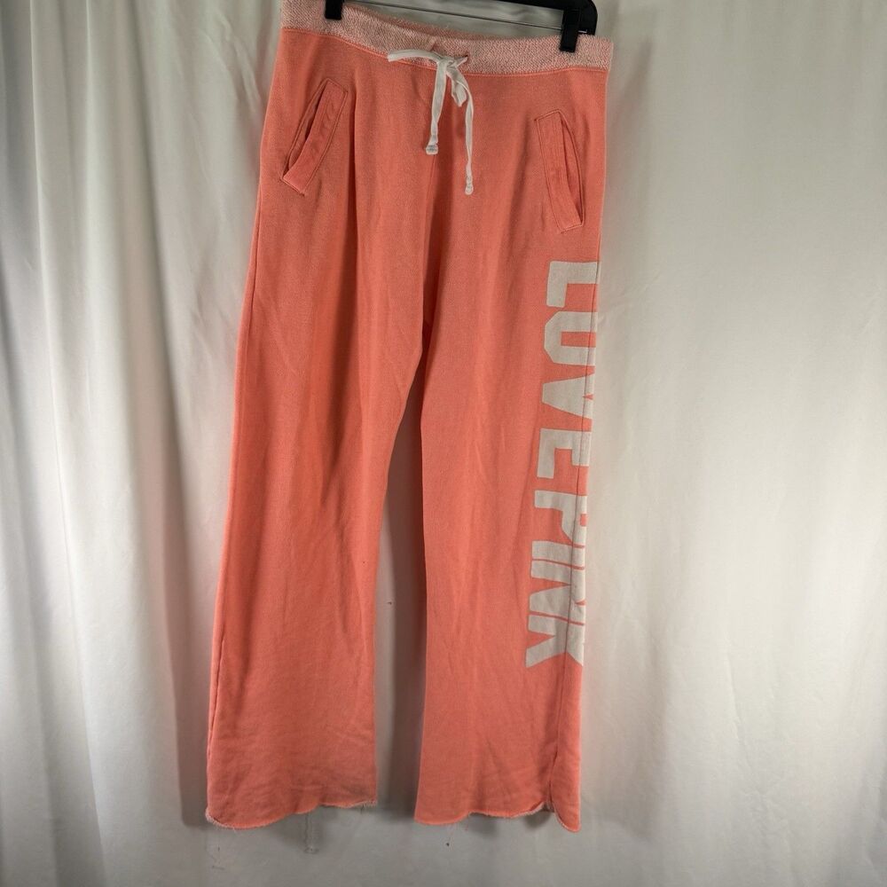 Pink VS Sweats Women's Small Orange Pull On Drawstring Wide Leg Pockets